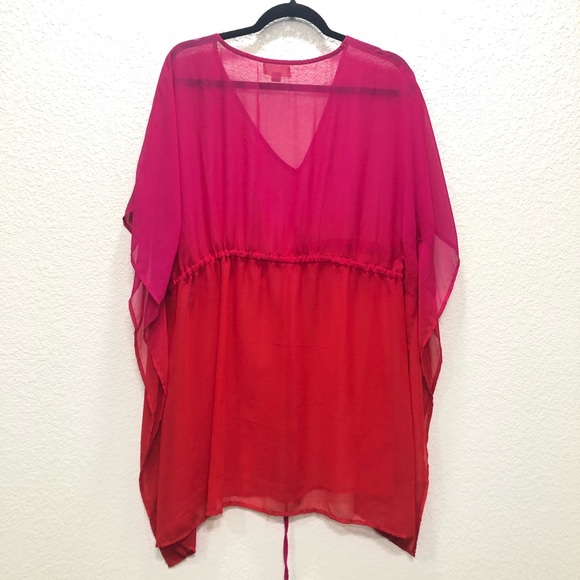 Beaches & Boho Seas the Dream L/XL Pink & Red Oversize Bathing suit Coverup - Picture 2 of 3